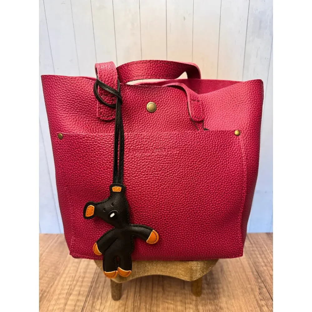 Teddy Bear Bag Charm Vegan Leather Cute Black Bear Purse Charm NeW!